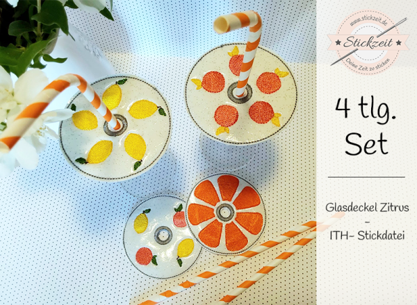 Glasdeckel Zitrus - ITH-Stickdatei